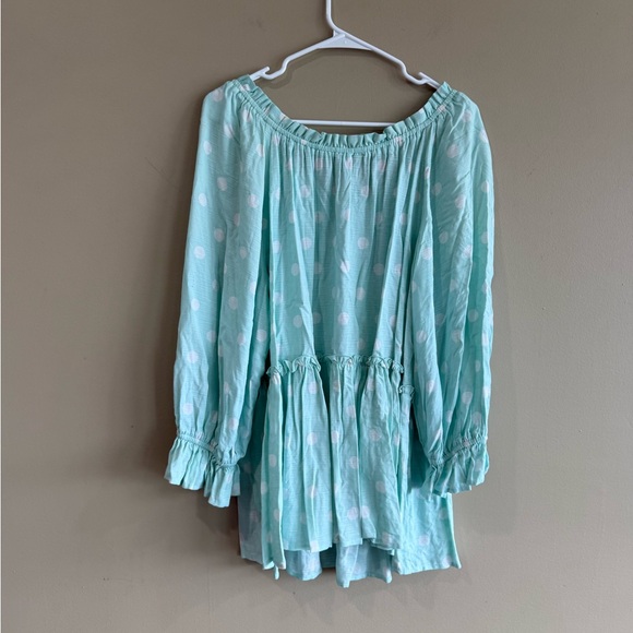 NEW Mint Green White Polka Dot Blouse - Picture 7 of 9